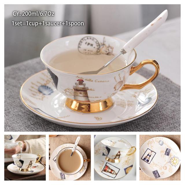 Press the Style button - Europe Noble Bone Coffee Cup Saucer Spoon Set