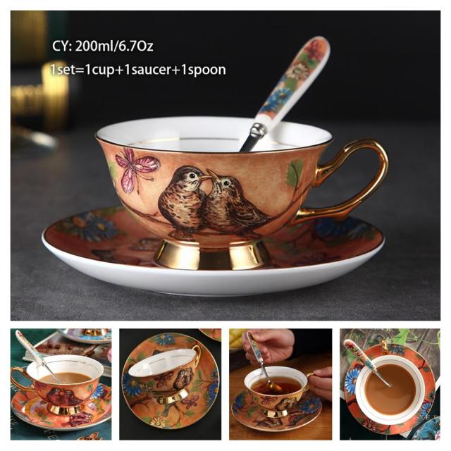 Press the Style button - Europe Noble Bone Coffee Cup Saucer Spoon Set