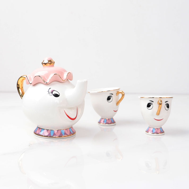 Mrs Potts Teapot Chip Cup Sugar Bowl Pot Cup Set