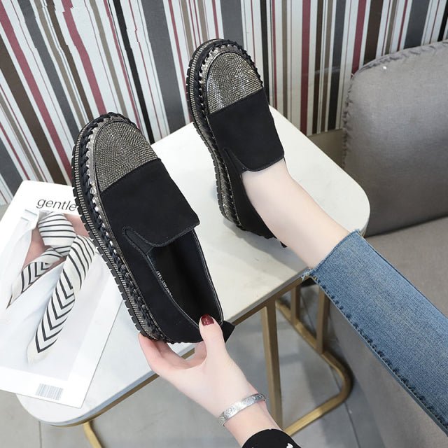 Leather Flat Shoes Silver