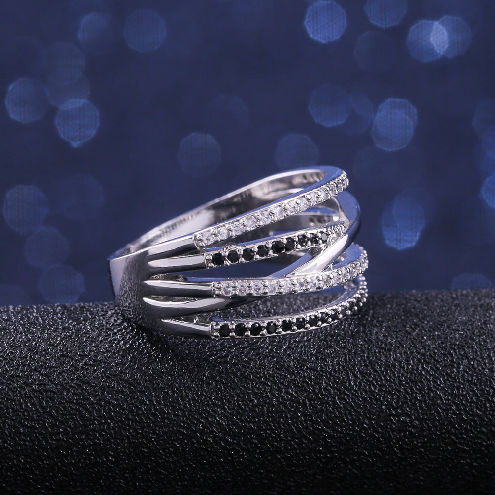 Twist Ethnic Style Rings With Black&amp;White Stone