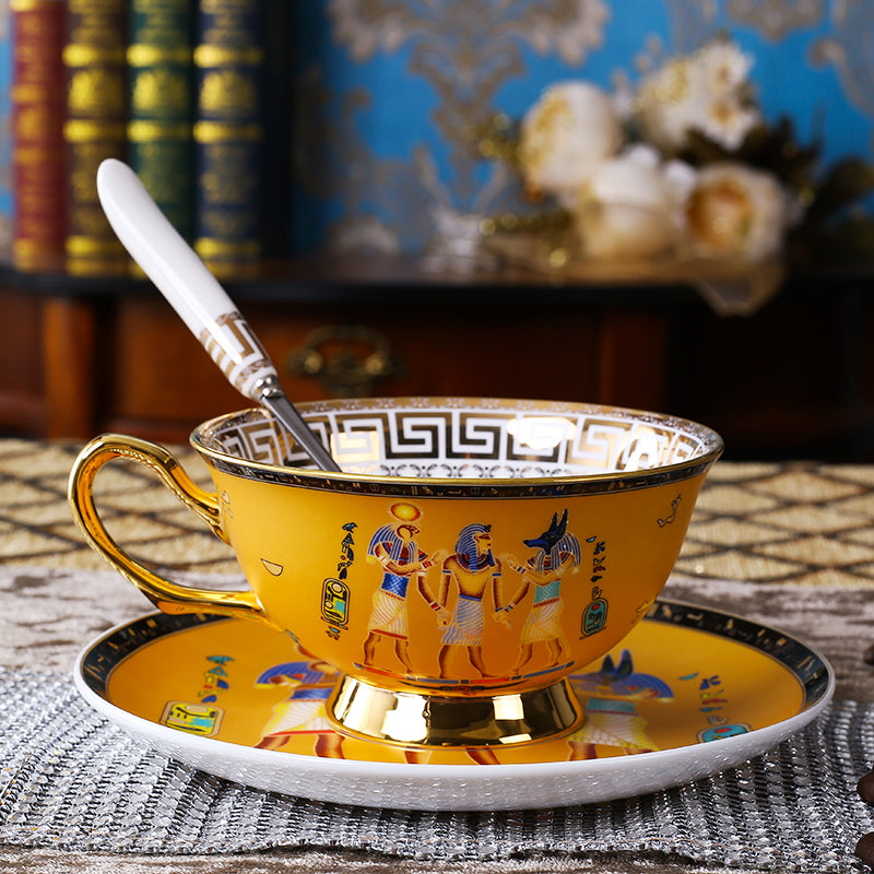 Ancient Egypt Coffee Cup Saucer High Quality Set