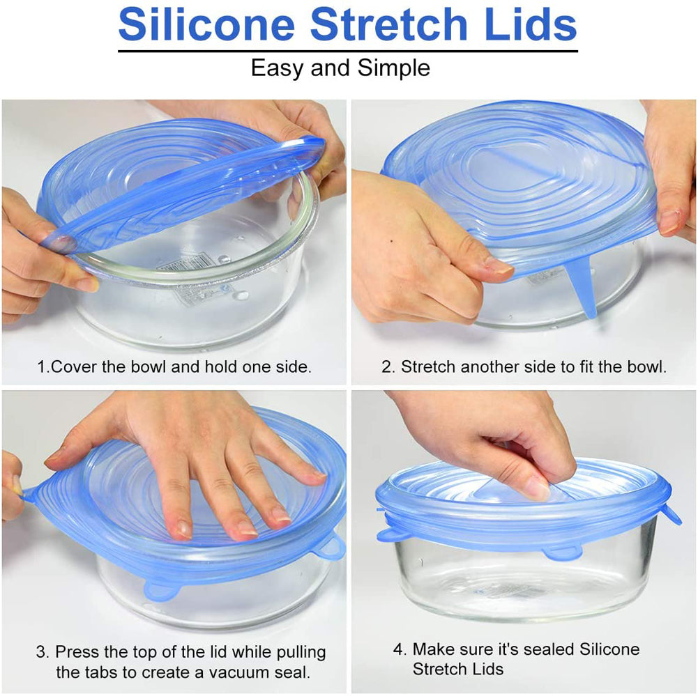 6 Pcs Food Silicone Cover Cap.