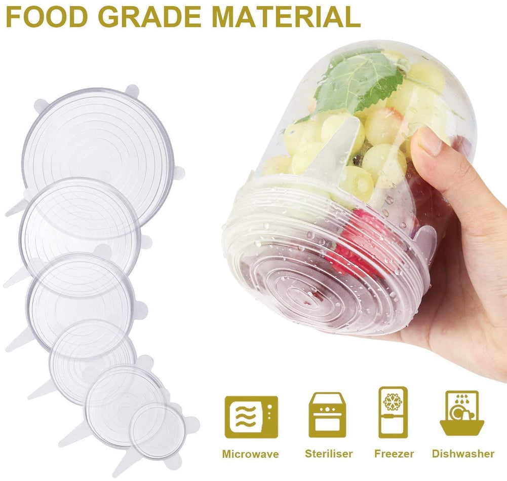 6 Pcs Food Silicone Cover Cap.