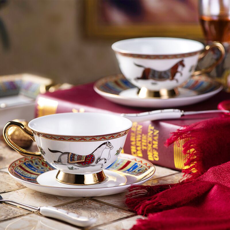 Luxury British Style Porcelain Coffee Cup Set