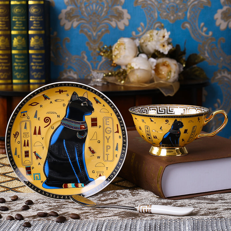 Ancient Egypt Coffee Cup Saucer High Quality Set