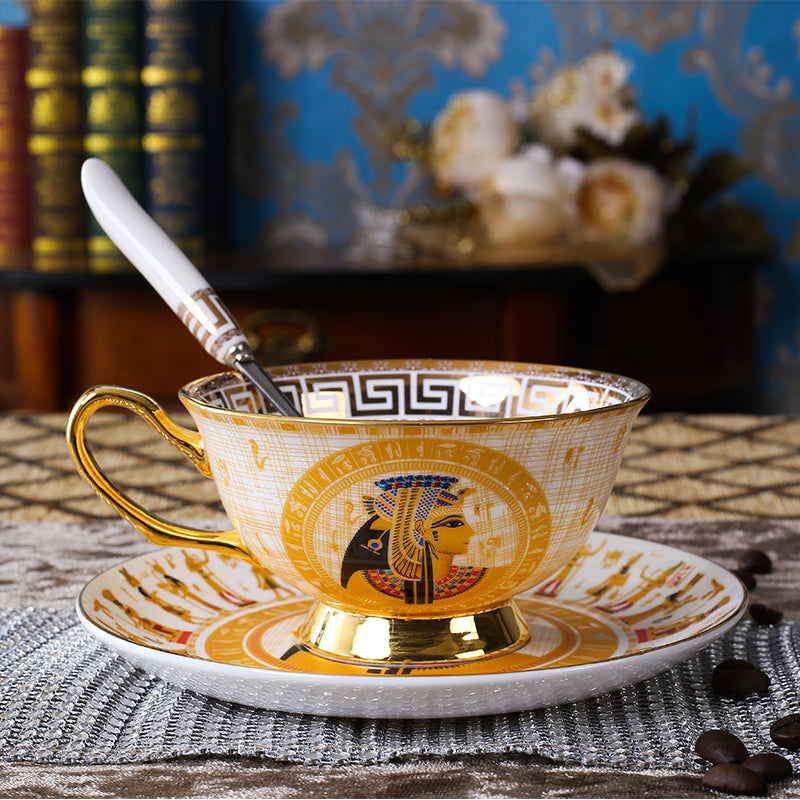 Ancient Egypt Coffee Cup Saucer High Quality Set