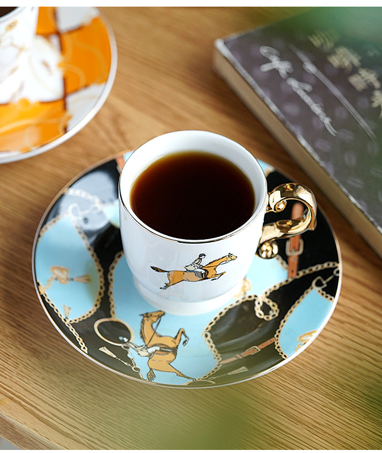 Turkish Style Luxury Coffee Porcelain Cups and Saucer Set