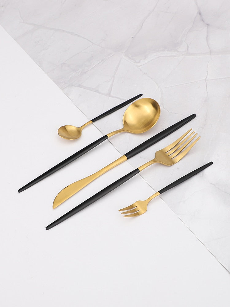 20 Piece Stainless Steel Cutlery Gold Set.