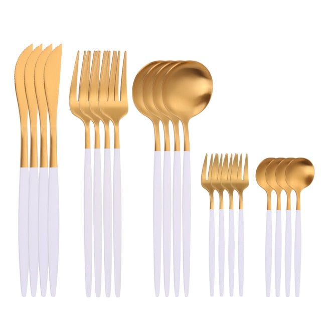 20 Piece Stainless Steel Cutlery Gold Set.