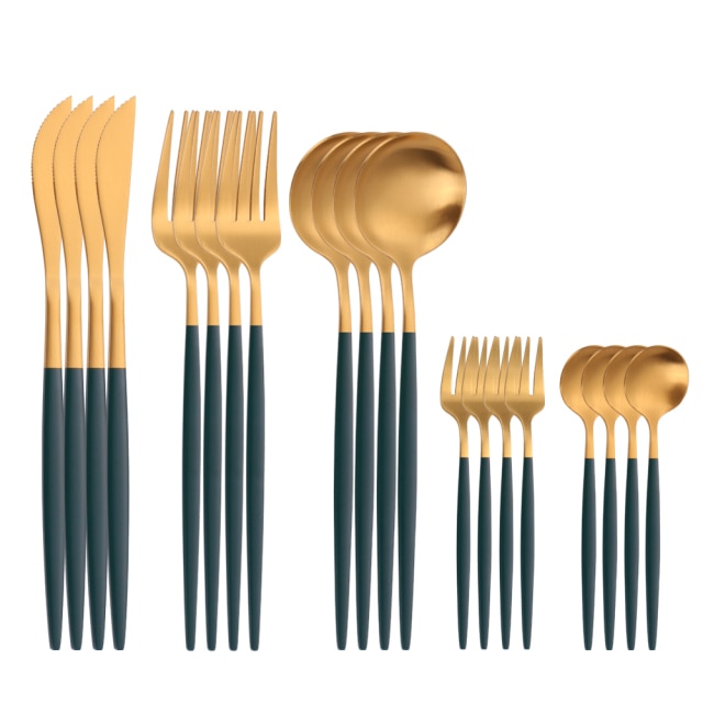 20 Piece Stainless Steel Cutlery Gold Set.