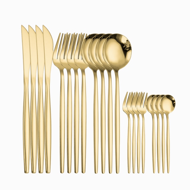 20 Piece Stainless Steel Cutlery Gold Set.