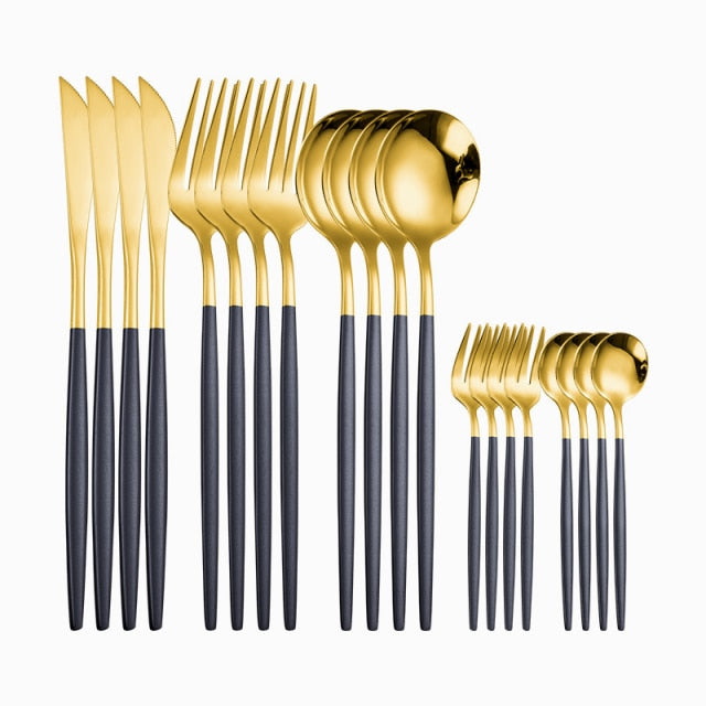 20 Piece Stainless Steel Cutlery Gold Set.