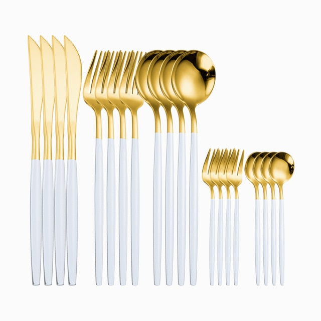 20 Piece Stainless Steel Cutlery Gold Set.