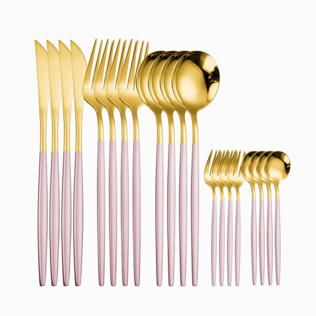 20 Piece Stainless Steel Cutlery Gold Set.