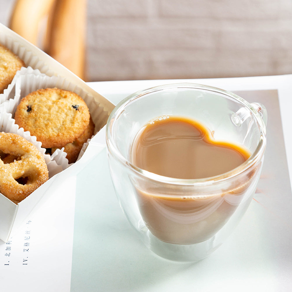 Heart Love Shaped Double Wall Glass Coffee Mug