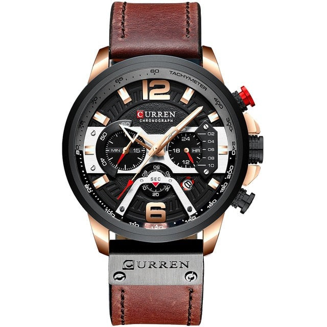 Blue Casual Sport Watches Luxury Leather for Men