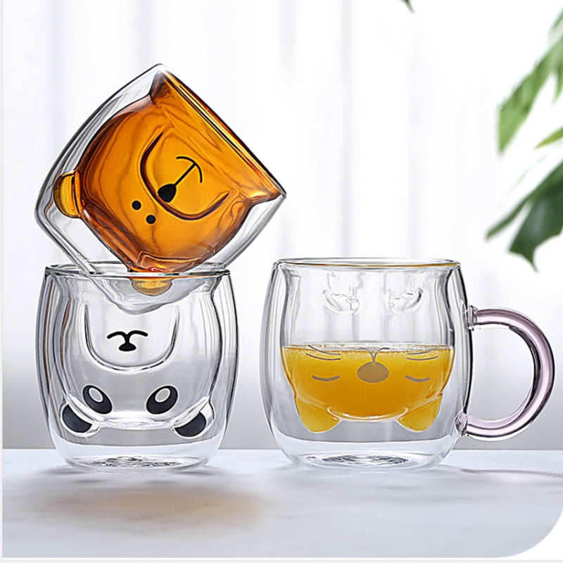 Cute Mugs Double Wall glass Mug
