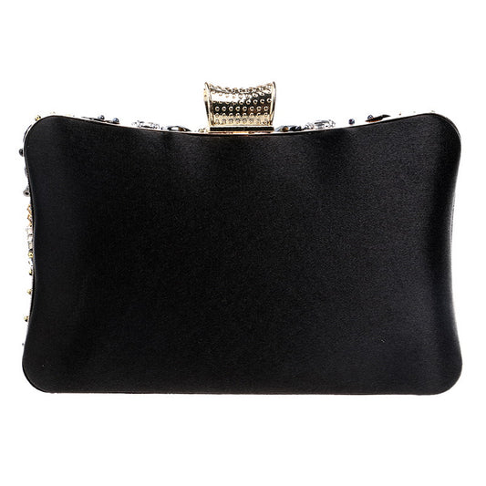 Vintage Women Black Beaded Evening Clutch Bag