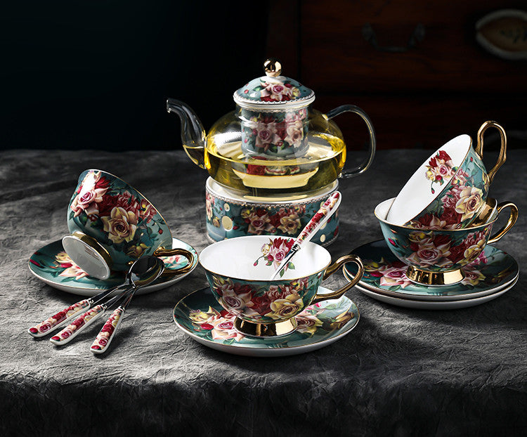 Luxury British Style Cups Saucer Spoon Set