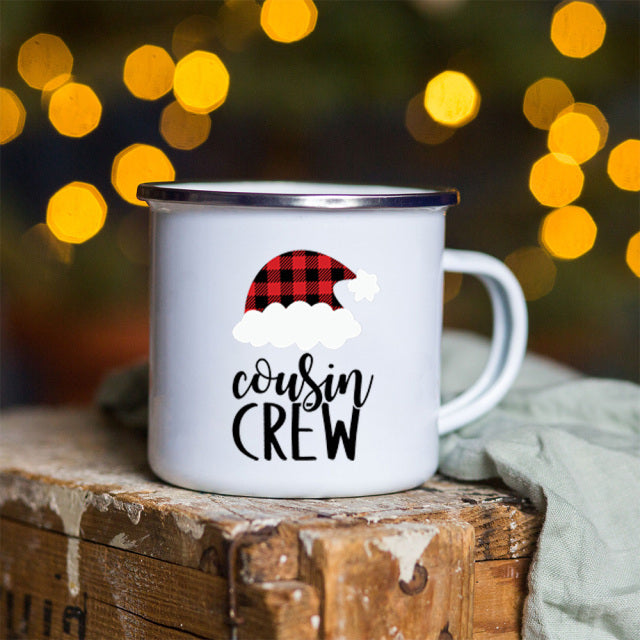 Snowman Deer Print Enamel Coffee Mugs