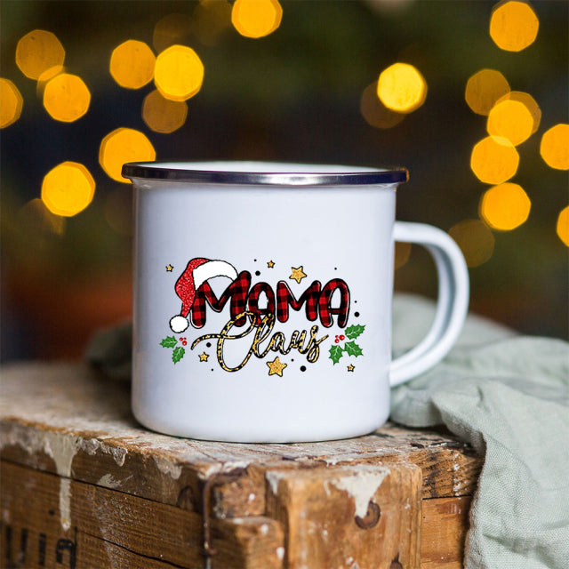 Snowman Deer Print Enamel Coffee Mugs