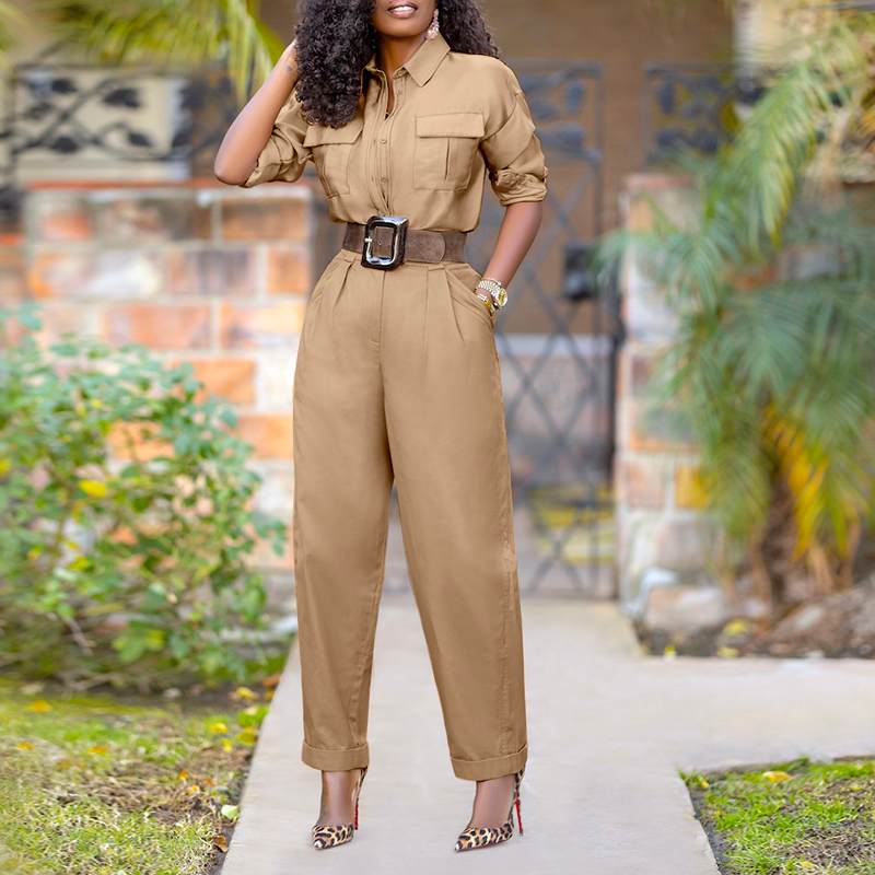 Vintage Solid Color Ladies Jumpsuits