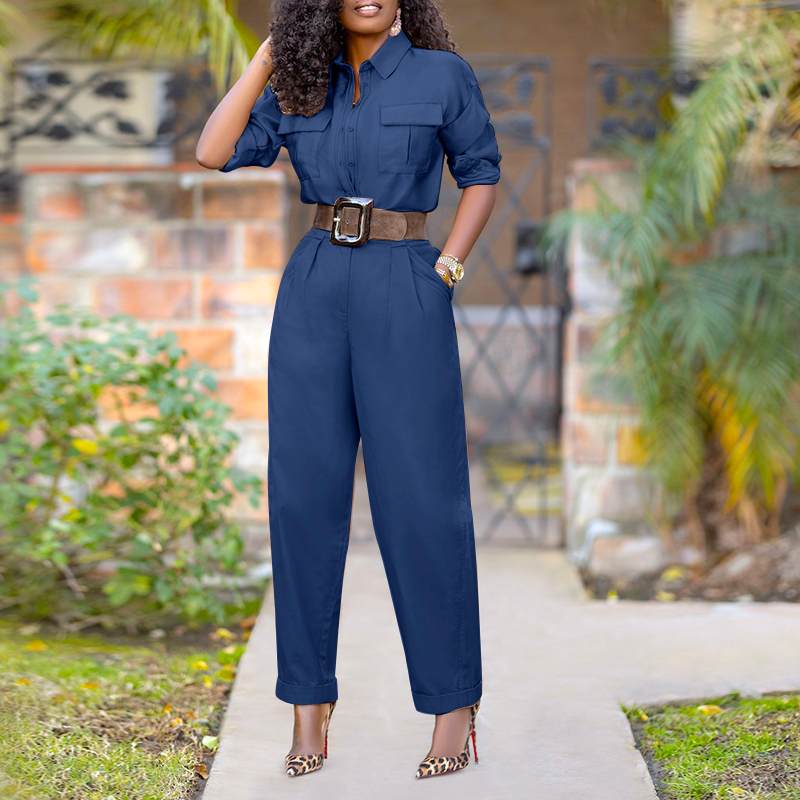 Vintage Solid Color Ladies Jumpsuits