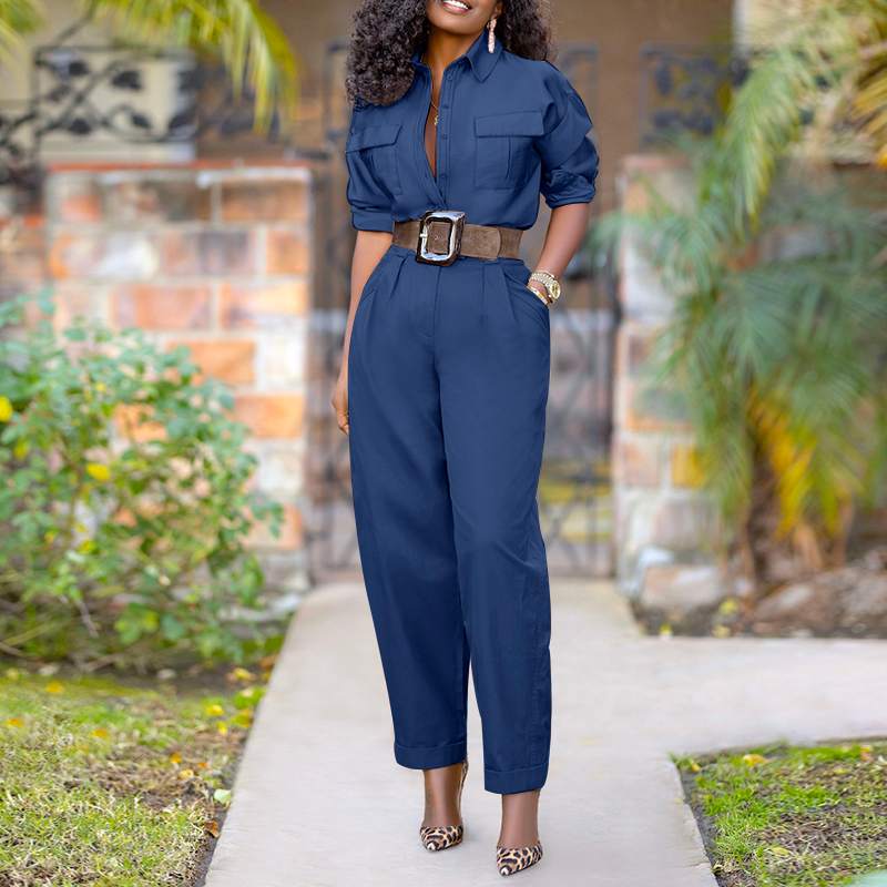 Vintage Solid Color Ladies Jumpsuits