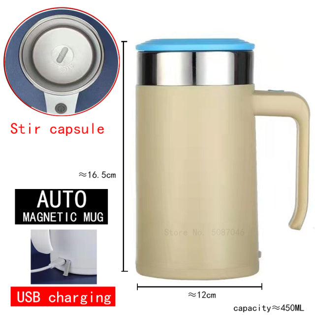 Stainless Steel Coffee Milk Mixing Mug-Self Stirring