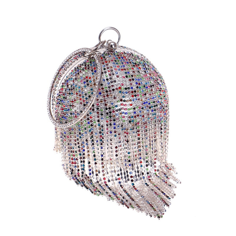 Sliver Diamonds Rhinestone Round Ball Evening Bag