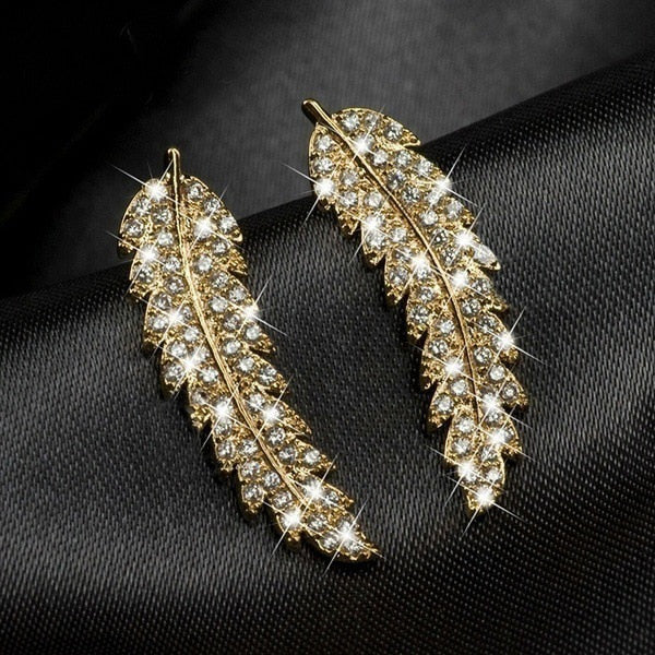 Boucles d\'oreilles feuille de luxe à la mode pour accessoires romantiques