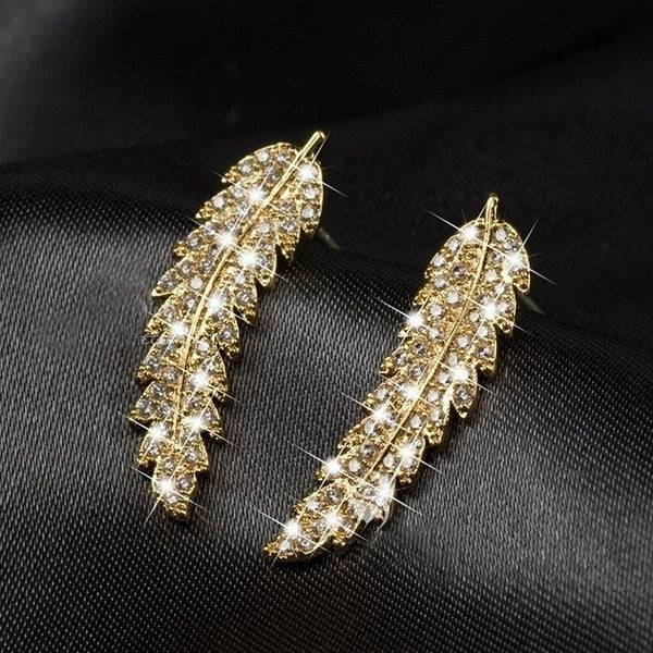 Trendy Luxury Leaf Stud Earrings For Romantic Accessories