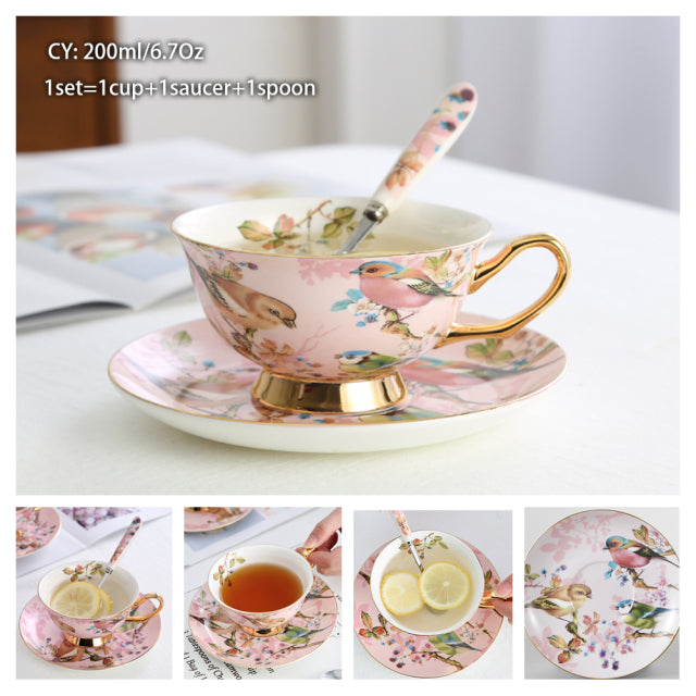 Press the Style button - Europe Noble Bone Coffee Cup Saucer Spoon Set