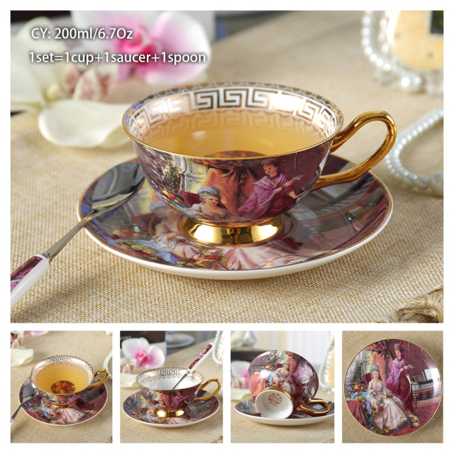 Press the Style button - Europe Noble Bone Coffee Cup Saucer Spoon Set