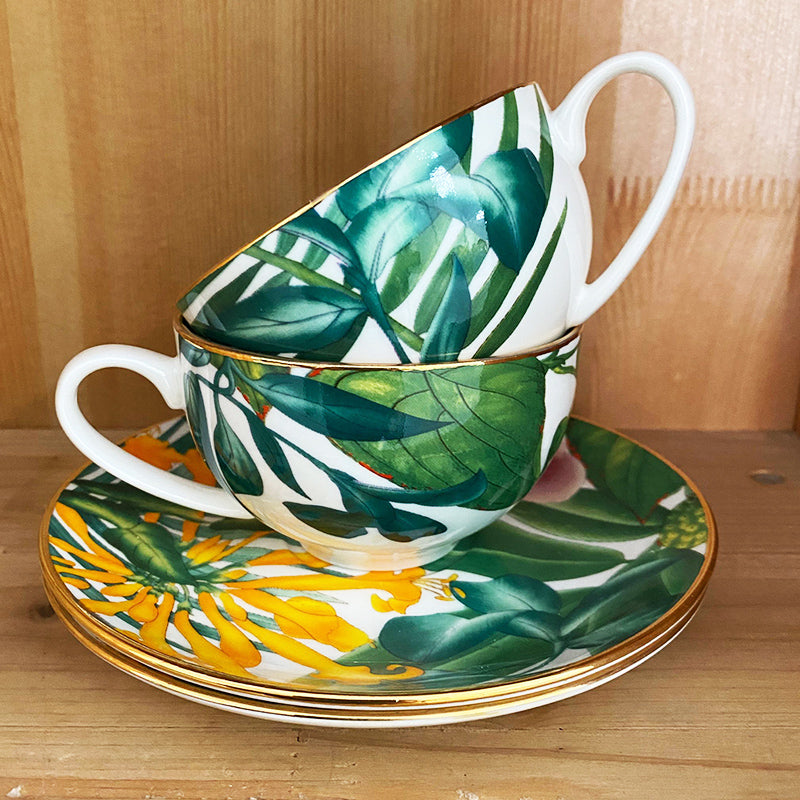 Luxury British Retro Cups Saucer Spoon Set