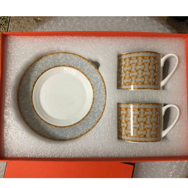 Luxury British Retro Cups Saucer Spoon Set