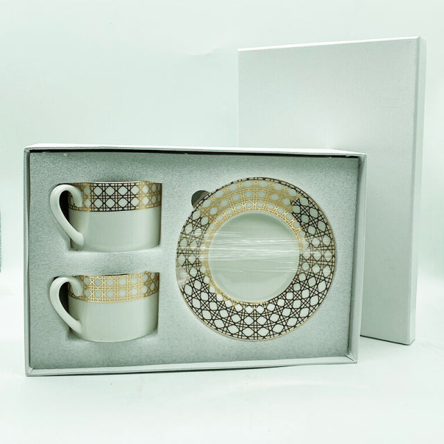 Luxury British Retro Cups Saucer Spoon Set