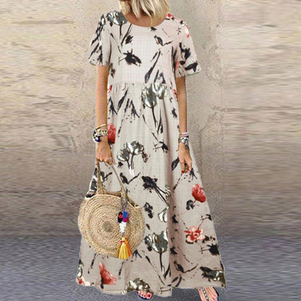 Boho Elegant Vintage Floral Long Dress
