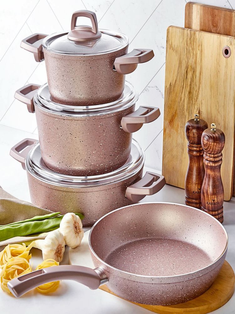 Granite Cookware Set Black-Gold Pot And Pan Set