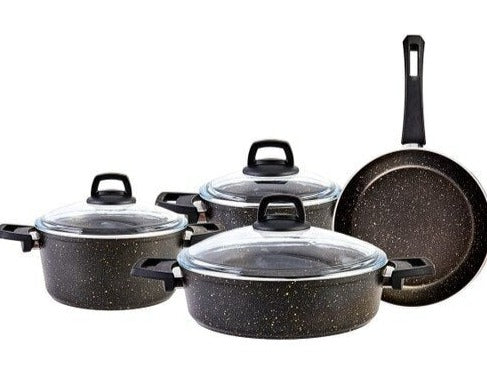 Granite Cookware Set Black-Gold Pot And Pan Set