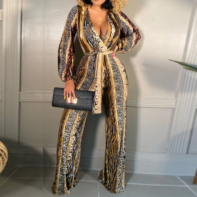 Elegant V Neck Long Sleeve Jumpsuits